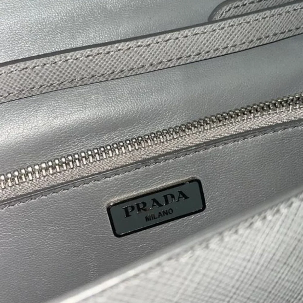 Prada Mini Strap Gray Saffiano Leather Cross Body Bag - Picture 4 of 4